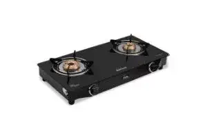 Sunflame GT Pride Glass Top 2 Brass Burner Gas Stove