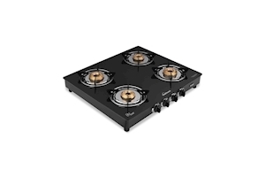 Sunflame GT Pride Glass Top 4 Brass Burner Gas Stove